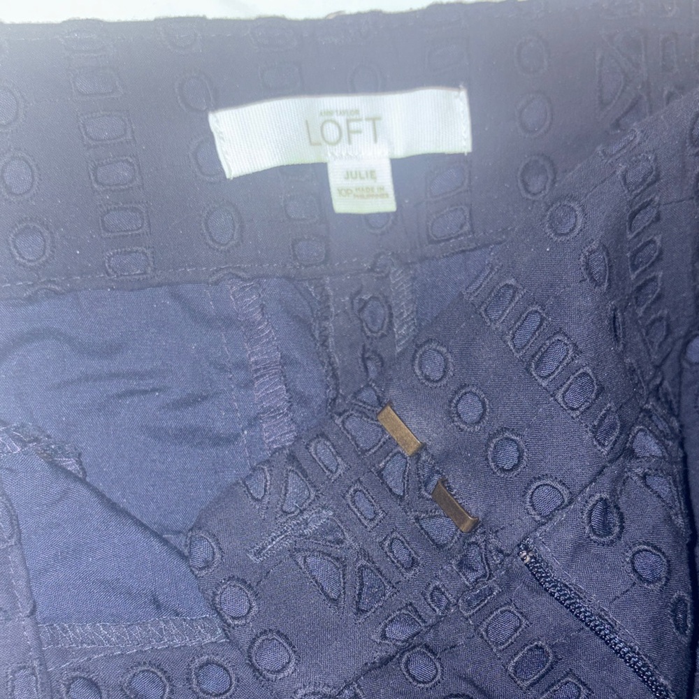 LOFT Dark Blue Eyelet Ankle Pants